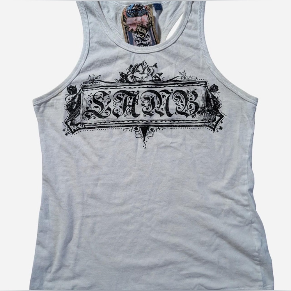 ✨🆕BNWOT!RARE!Fall 2005 L.A.M.B. White Logo Tank Top!Sz M!Never Worn!Hard 2 Get!✨